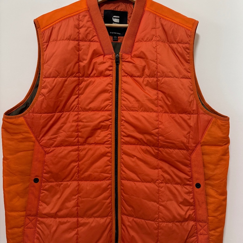 G-Star RAW Men's Orange Meefic Square Quilted Puffer Vest Size XXL